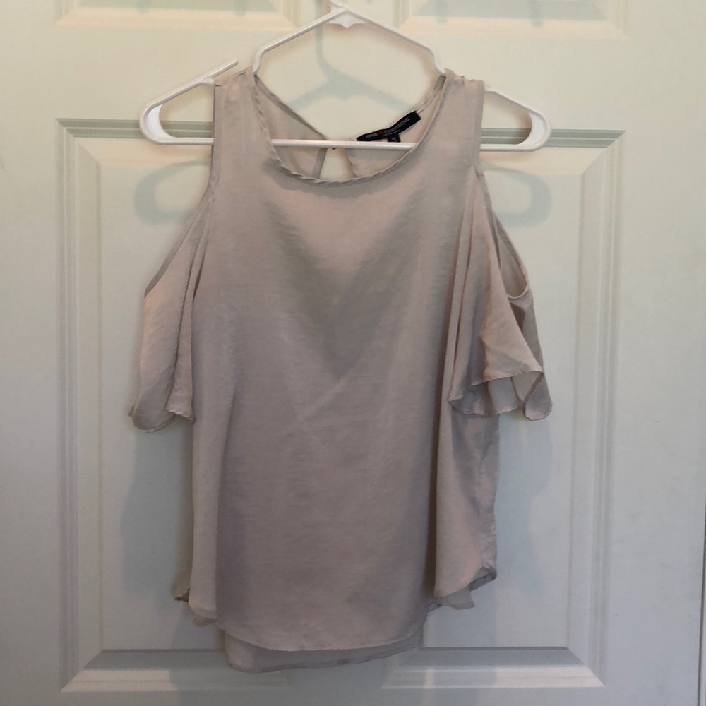 Cream cold shoulder top